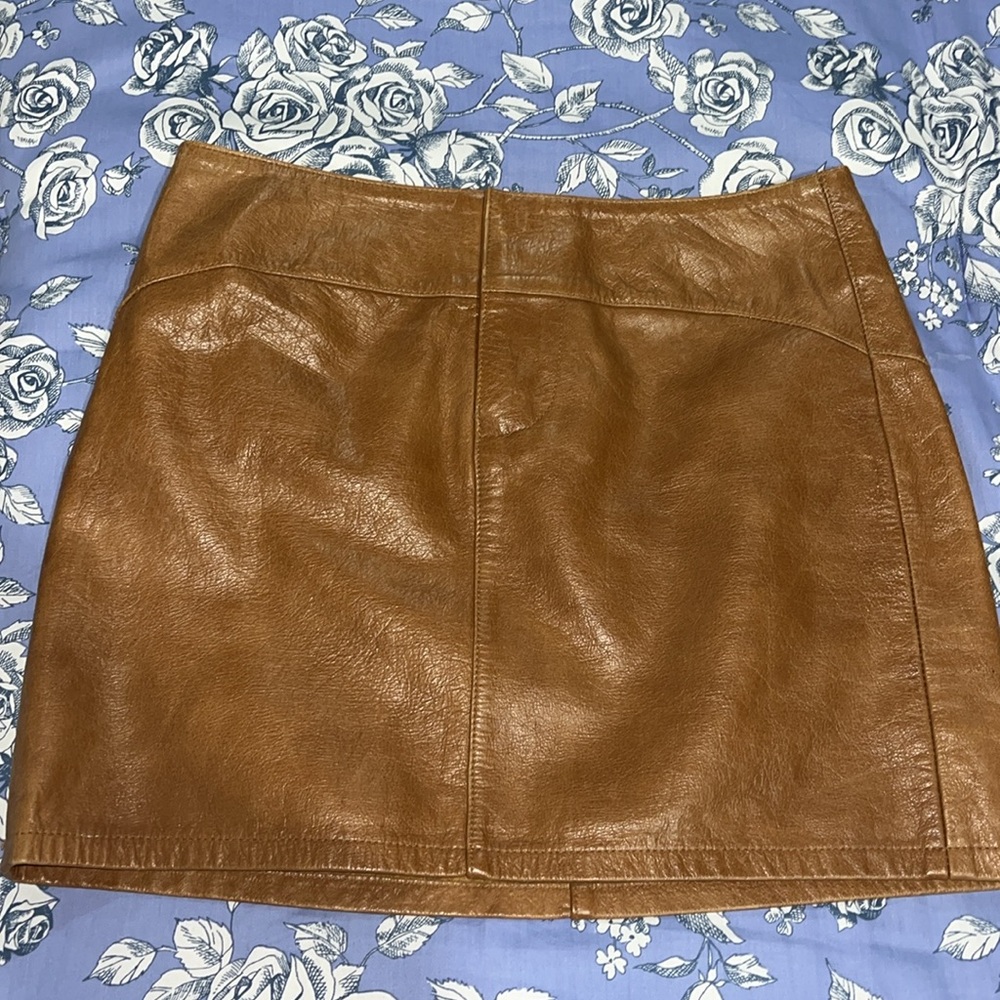 Beautiful soft cognac leather skirt.